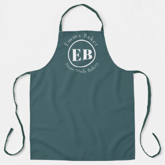 Benutzerdefinierte Bäckerei-Monogramm-Dunkeltürkis Schürze