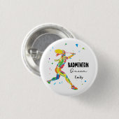 Benutzerdefinierte Badminton-Königin Bunte Abstrak Button (Vorne & Hinten)