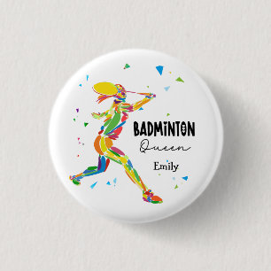 Benutzerdefinierte Badminton-Königin Bunte Abstrak Button