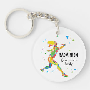 Benutzerdefinierte Badminton-Königin Bunte Abstrak Schlüsselanhänger