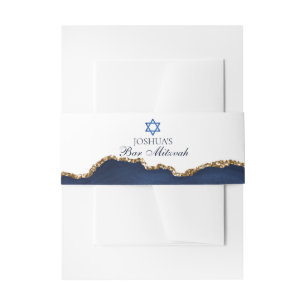 Benutzerdefinierte Bar-Mizwa-Party Navy Blau Gold Einladungsbanderole