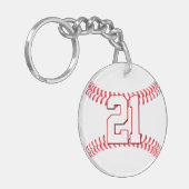 Benutzerdefinierte Baseball-Player-Jersey-Nummer o Schlüsselanhänger (Vorderseite links)