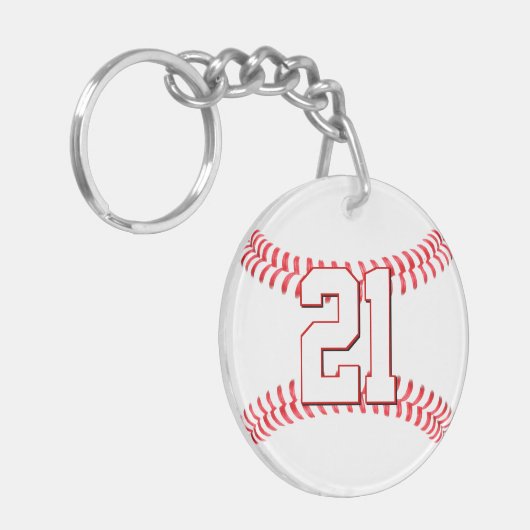 Benutzerdefinierte Baseball-Player-Jersey-Nummer o Schlüsselanhänger (Vorderseite links)