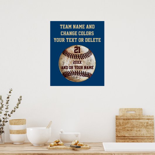 Benutzerdefinierte Baseballplakate mit Ihrem TEXT  Poster (Küche)