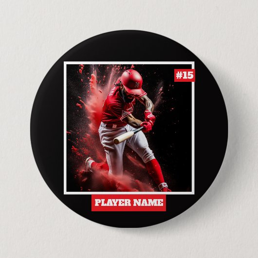 Benutzerdefinierte Baseballspieler-Foto-Team-Wandu Button (Vorderseite)