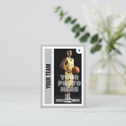 Benutzerdefinierte Basketball-Handelskarte - Grau Telefonnummerkarte (Stehend Vorderseite)