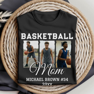 Benutzerdefinierte Basketball-Mutter 3 Foto-Collag T-Shirt