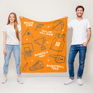 Benutzerdefinierte Basketball-Zeichnung mit Namen Fleecedecke