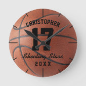 Benutzerdefinierte Basketballsportnummer Persönlic Runde Wanduhr (Vorderseite)