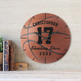 Benutzerdefinierte Basketballsportnummer Persönlic Runde Wanduhr