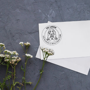 Benutzerdefinierte Basset-Hund-Rücksendeadresse Gummistempel