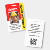 Benutzerdefinierte Baustelle-ID Logo QR-Code Rot S Ausweis (Vorder- & Rückseite)