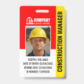 Benutzerdefinierte Baustelle-ID Logo QR-Code Rot S Ausweis (Vorderseite)