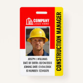 Benutzerdefinierte Baustelle-ID Logo QR-Code Rot S Ausweis (Vorderseite)