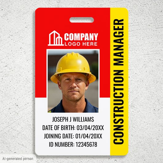 Benutzerdefinierte Baustelle-ID Logo QR-Code Rot S Ausweis