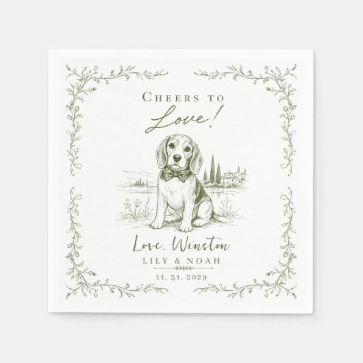Benutzerdefinierte Beagle rustikal Hochzeit Saga g Serviette (Vorderseite)