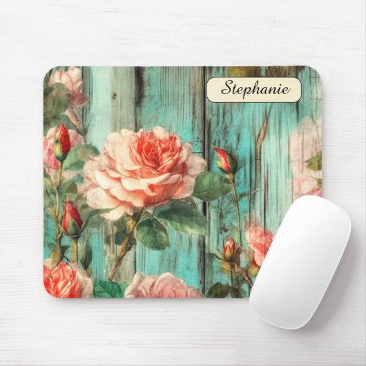 Benutzerdefinierte bedruckte Türkis-Rose Mousepad (Mit Mouse)