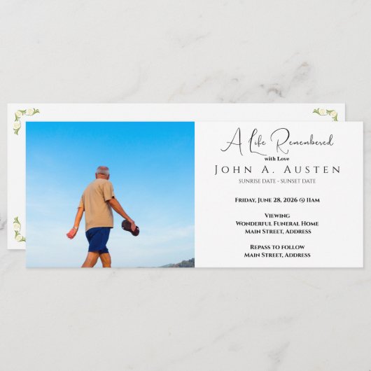 Benutzerdefinierte Beerdigungskarte - Flachkarte (Vorne/Hinten)