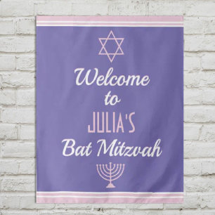 Benutzerdefinierte Begrüßung für Bat Mitzwa Wandteppich