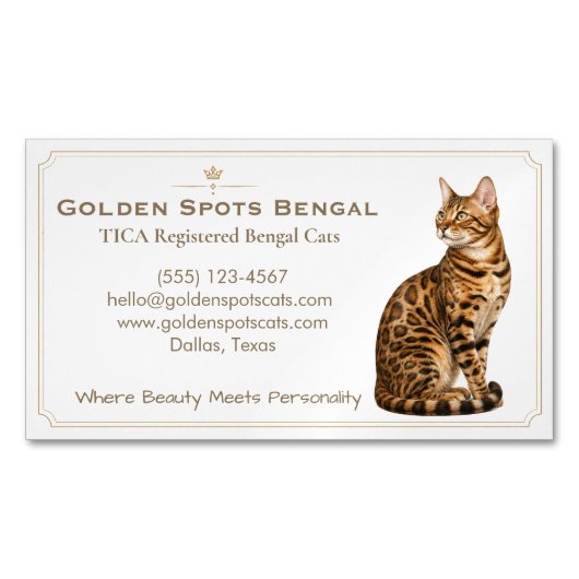 Benutzerdefinierte Bengal Katze Cattery Magnet Ges (Vorderseite)