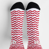 Benutzerdefinierte Best-Dad-Name-rote-Wellenmuster Socken (Oben)