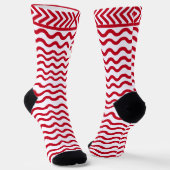 Benutzerdefinierte Best-Dad-Name-rote-Wellenmuster Socken (Gewinkelt)