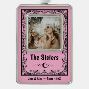 Benutzerdefinierte beste Freundin Schwester BFF Lu Rahmen-Ornament Silber
