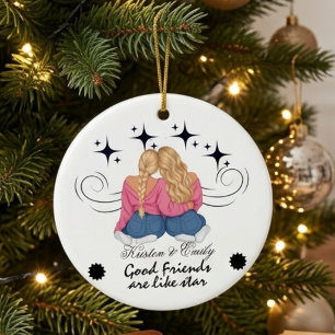 Benutzerdefinierte beste Freundinnen   Personalisi Keramik Ornament
