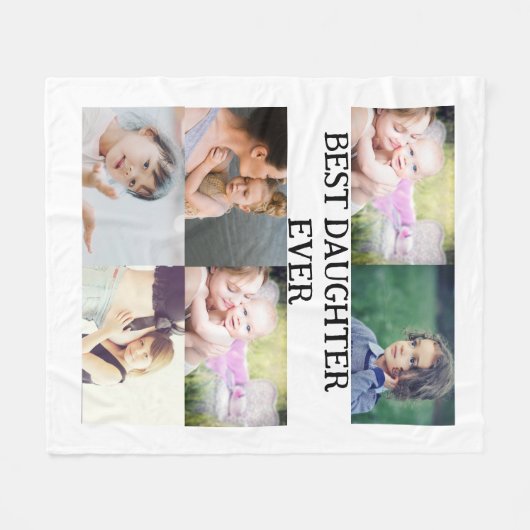 Benutzerdefinierte Beste Tochter je 6 Foto Collage Fleecedecke (Vorderseite (Horizontal))