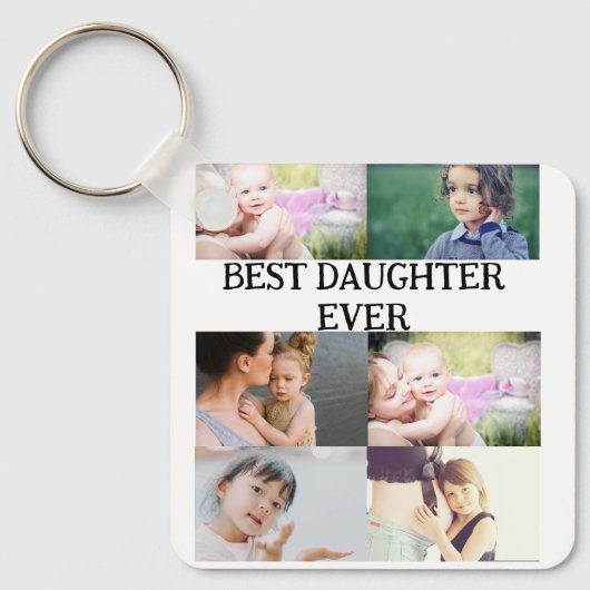 Benutzerdefinierte Beste Tochter je 6 Foto Collage Schlüsselanhänger (Vorderseite)