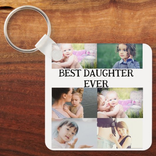 Benutzerdefinierte Beste Tochter je 6 Foto Collage Schlüsselanhänger (Vorderseite)