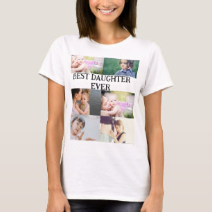 Benutzerdefinierte Beste Tochter je 6 Foto Collage T-Shirt