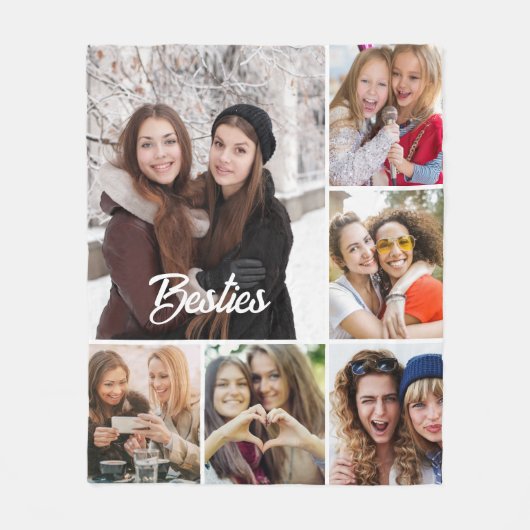 Benutzerdefinierte "Besties" Fotocollage Fleecedecke (Vorderseite)