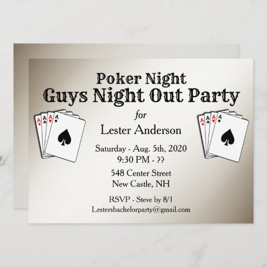 Benutzerdefinierte Bezeichnung Poker Night Party E Einladung (Vorne/Hinten)