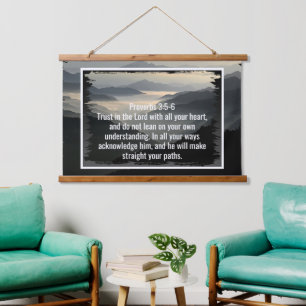Benutzerdefinierte Bibelverse Zitate und personali Wandteppich Mit Holzrahmen