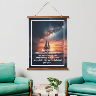 Benutzerdefinierte Bibelverse Zitate und personali Wandteppich Mit Holzrahmen