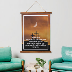 Benutzerdefinierte Bibelverse Zitate und personali Wandteppich Mit Holzrahmen
