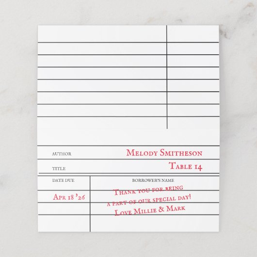 Benutzerdefinierte Bibliothek-Checkout-Karten-Tisc Treuekarte (Außenseite Aufgefaltet)