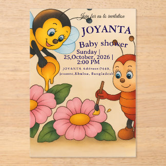 Benutzerdefinierte Biene Baby Shower Acryleinladungen