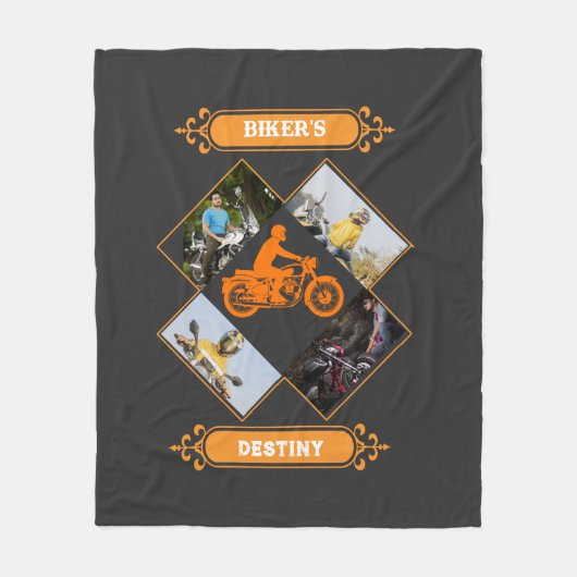 Benutzerdefinierte Biker-Fotocollage Fleecedecke (Vorderseite)