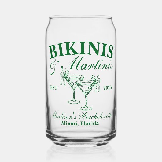 Benutzerdefinierte Bikinis und Martinis Junggesell Dosenglas (Vorderseite)