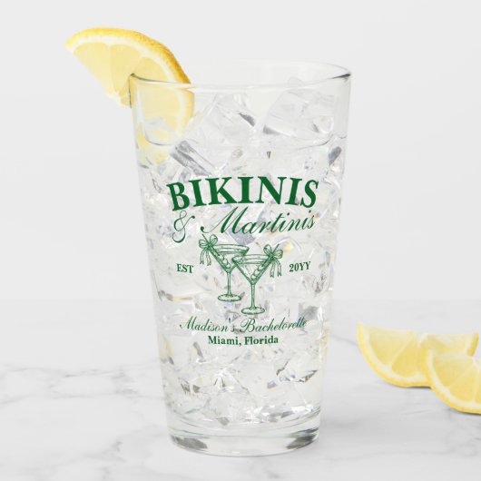 Benutzerdefinierte Bikinis und Martinis Junggesell Glas (Vorderseite Ice)