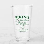 Benutzerdefinierte Bikinis und Martinis Junggesell Glas (Vorderseite)