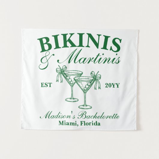 Benutzerdefinierte Bikinis und Martinis Junggesell Wandteppich (Vorderseite (Horizontal))