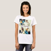 Benutzerdefinierte Bilder x4 mit Text T-Shirt (Vorne ganz)