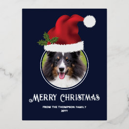 Benutzerdefinierte Bildvorlage für die rote Weihna Folien Feiertagspostkarte