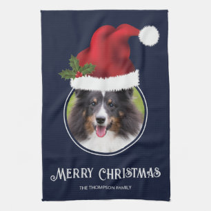 Benutzerdefinierte Bildvorlage für die rote Weihna Geschirrtuch