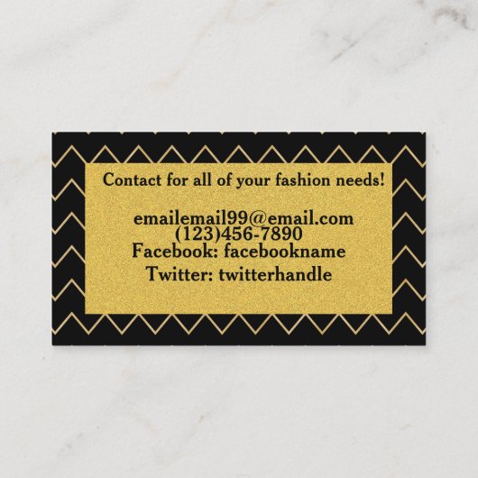 Benutzerdefinierte Black/Gold Glitzer-Visitenkarte Visitenkarte (Rückseite)