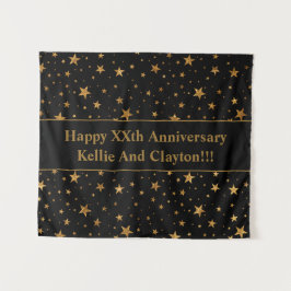 Benutzerdefinierte Black/Gold Stars mit Nachrichte Wandteppich