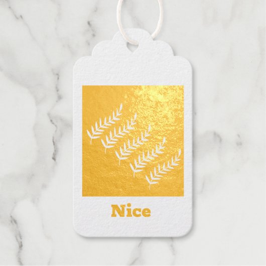 Benutzerdefinierte Blätter Bilder Nice Text Gold F Geschenkanhänger (Vorderseite)